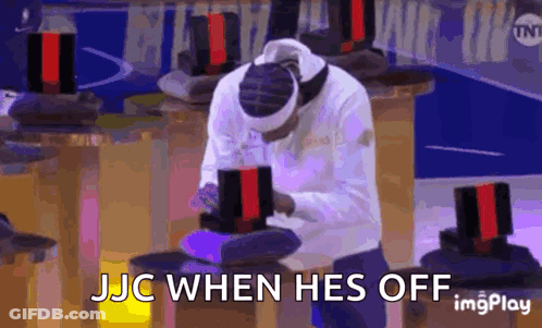 A Man Is Playing A Game And The Words Jjc When He 'S Off Are Visible GIF