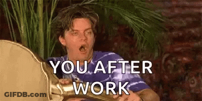 A Man Is Playing A Trumpet With His Mouth Open And Says `` You After Work '' . GIF
