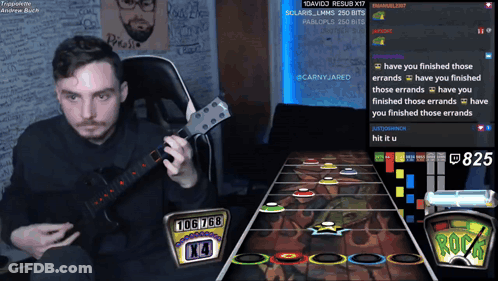 A Man Is Playing A Video Game With A Score Of 106768 GIF