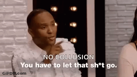 A Man Is Pointing At A Woman And Saying `` No Collusion You Have To Let That Sh ** T Go . '' GIF