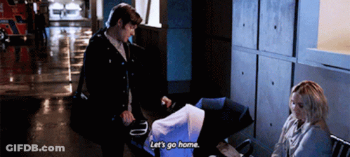 Man Pushing Stroller Woman Says Let's Go Home GIF