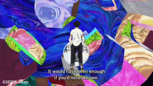 A Man Is Riding A Motorcycle In A Colorful Room And Says It Would Have Been Enough If You D Never Known . GIF