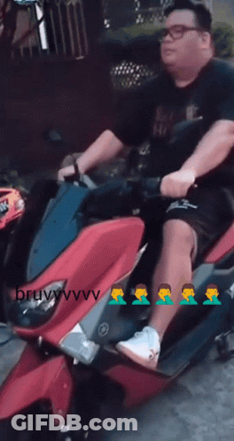 A Man Is Riding A Red Motorcycle With The Caption Bruvwww GIF