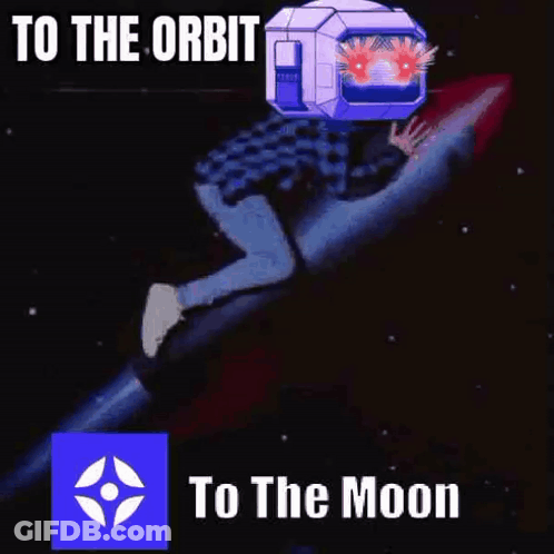 A Man Is Riding A Rocket In Space With A Spaceship On His Head . GIF