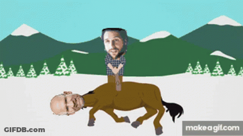 A Man Is Riding On The Back Of A Centaur GIF