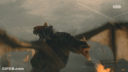 A Man Is Riding On The Back Of A Dragon With A Hbo Logo Behind Him GIF