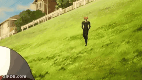 Man Running Down Hill In Field With Baseball Cap GIF