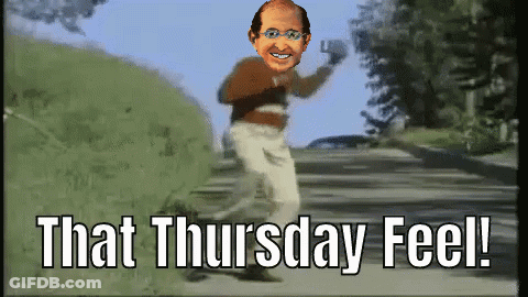 A Man Is Running Down A Hill With The Words That Thursday Feel GIF