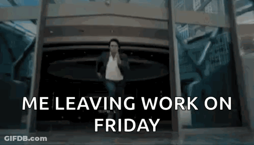 Man Running Out Of Building Leaving Work GIF