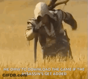 Man Running Through Field With Sword And Quote GIF
