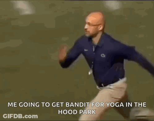 A Man Is Running To Get Bandit For Yoga In The Hood Park GIF