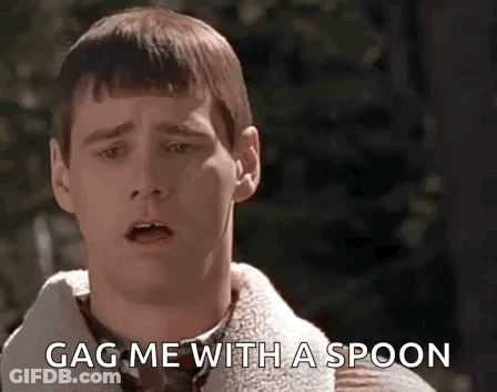 A Man Is Saying `` Gag Me With A Spoon '' While Holding A Spoon In His Hand . GIF