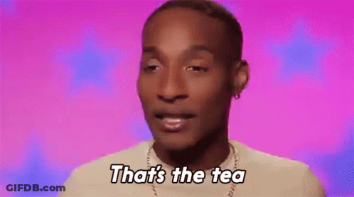 A Man Is Saying That 'S The Tea On A Pink And Blue Background . GIF