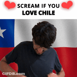 A Man Is Screaming In Front Of A Chile Flag GIF