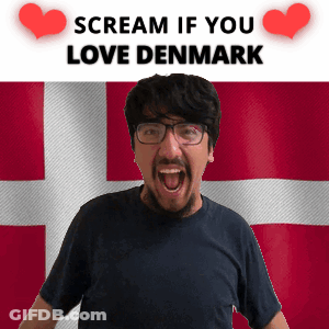 A Man Is Screaming In Front Of A Denmark Flag GIF