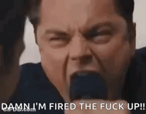A Man Is Screaming Into A Microphone And Says `` Damn I 'M Fired The Fuck Up '' . GIF