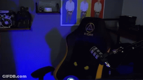 Man Shaking Hands In Front Of Eycura Chair GIF