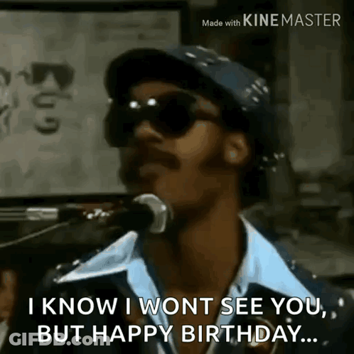 A Man Is Singing Into A Microphone And Saying `` I Know I Won T See You , But Happy Birthday . '' GIF