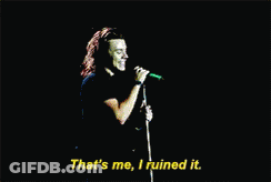 A Man Is Singing Into A Microphone And Saying That 'S Me I Ruined It GIF