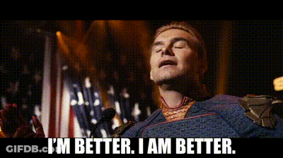 A Man Is Singing Into A Microphone With The Words I 'M Better I Am Better Written Below Him GIF