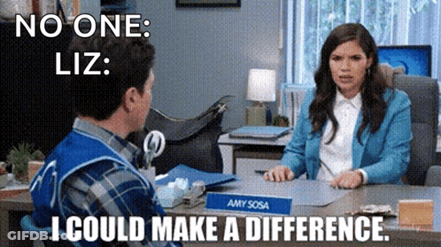 A Man Is Sitting At A Desk Talking To A Woman Who Is Sitting At A Desk . GIF