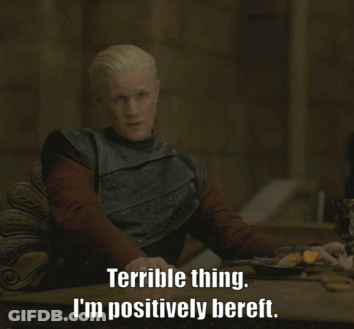 A Man Is Sitting At A Table And Says Terrible Thing I 'M Positively Bereft GIF
