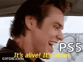 A Man Is Sitting In A Car Laughing And Saying `` It 'S Alive ! It 'S Alive ! `` GIF