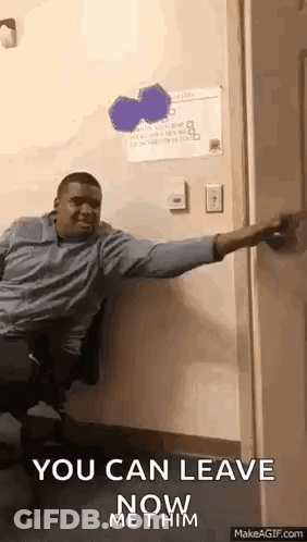 Man Sitting In Front Of Door With Arms Outstretched GIF
