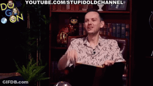 A Man Is Sitting In A Chair With A Book In His Hand And The Word Toot Is Behind Him GIF