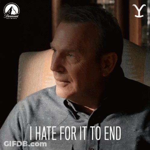 A Man Is Sitting In A Chair With The Words I Hate For It To End On The Bottom GIF