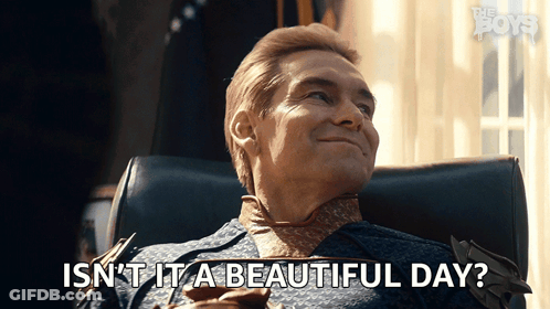 A Man Is Sitting In A Chair With The Words Isn T It A Beautiful Day GIF