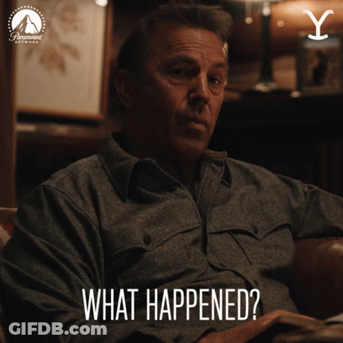 A Man Is Sitting In A Chair With The Words What Happened Written Below Him GIF