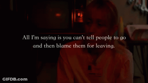 A Man Is Sitting In A Dark Room With The Words All I 'M Saying Is You Can 'T Tell People To Go GIF