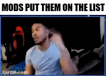 A Man Is Sitting In Front Of A Computer Screen With The Words Mods Put Them On The List Above Him . GIF