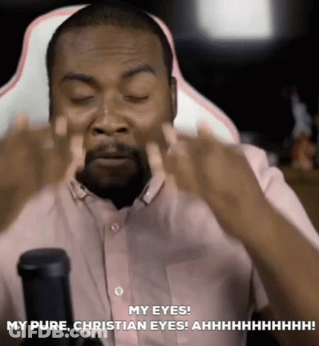 A Man Is Sitting In Front Of A Microphone With His Eyes Closed And Says My Eyes My Pure Christian Eyes GIF