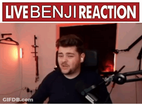 Man Sitting In Front Of Microphone Live Benji Reaction GIF