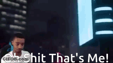 A Man Is Sitting In Front Of A Screen That Says Oh Shit That 'S Me ! GIF