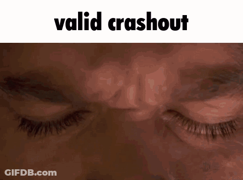 A Man Is Sitting In Front Of A Window And The Words Valid Crashout Are Above Him GIF