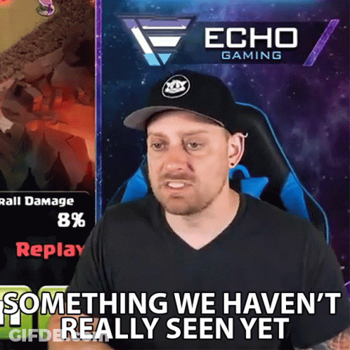 A Man Is Sitting In Front Of An Echo Gaming Banner GIF