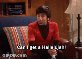 A Man Is Sitting On A Couch Saying Can I Get A Hallelujah . GIF