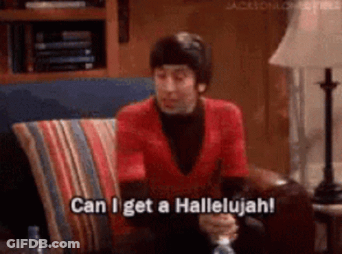A Man Is Sitting On A Couch Saying Can I Get A Hallelujah ! GIF
