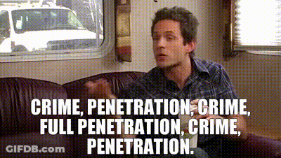 A Man Is Sitting On A Couch Talking About Crime , Penetration , And Full Penetration GIF