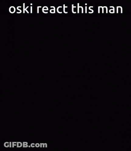 A Man Is Sitting On A Ledge With The Words " Oski React This Man " Written Above Him GIF