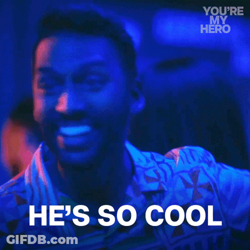 A Man Is Smiling And Saying He 'S So Cool . GIF