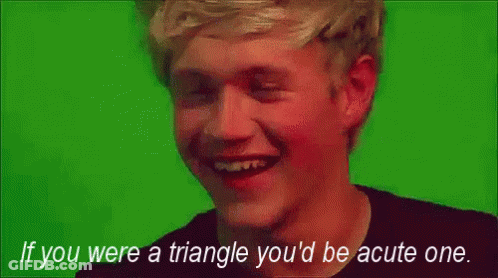 A Man Is Smiling With The Words If You Were A Triangle You 'D Be Acute One Below Him GIF