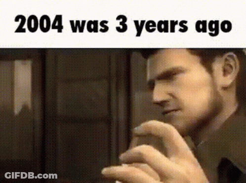 A Man Is Smoking A Cigarette In A Video Game And The Year 2004 Is On The Bottom GIF