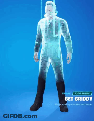 A Man Is Standing In Front Of A Blue Background In A Video Game Called Get Griddy GIF