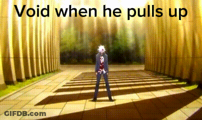A Man Is Standing In Front Of A Building With The Words `` Void When He Pulls Up '' Written On It . GIF