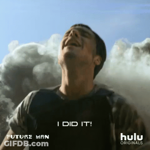 A Man Is Standing In Front Of A Cloudy Sky And Says I Did It GIF