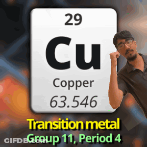 A Man Is Standing In Front Of A Copper Periodic Table GIF